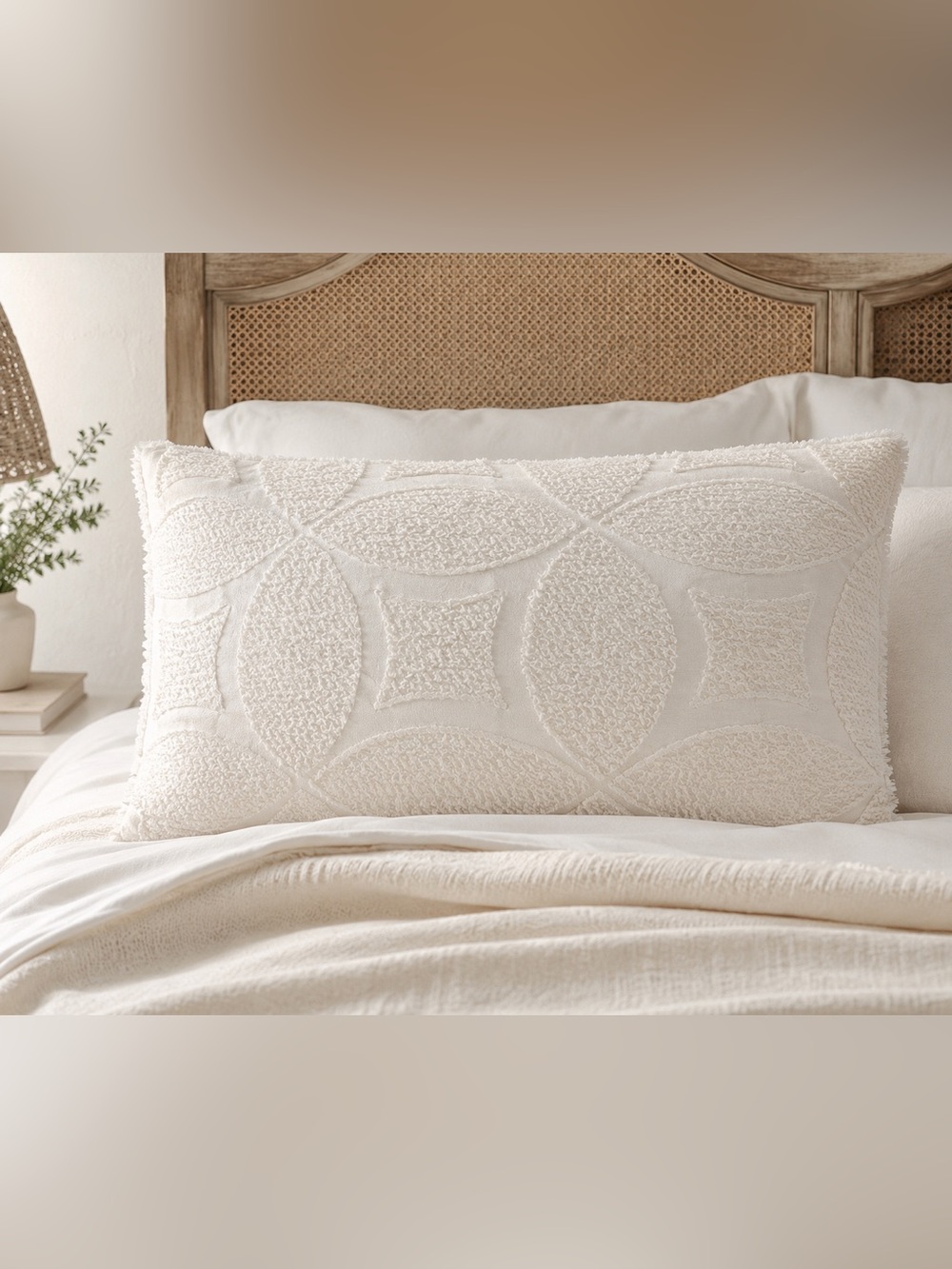 NWOT Creamy Textured Printed Pillow Cover